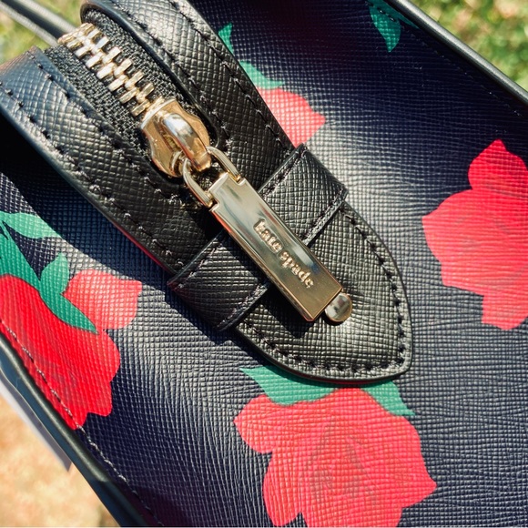 Kate Spade Madison Rose Toss Printed Medium Satchel Handbag Crossbody Strap - Picture 6 of 11